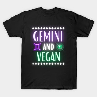 Gemini and Vegan Retro Style Neon T-Shirt